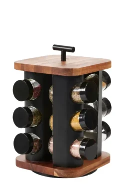 Acacia Lux Carrossel De Especiarias 12 Potes - Vir Vel Preto, Natural