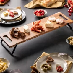 Acacia Lux Prancha Para Servir /Mesa Preto, Natural