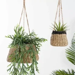 Baku Vaso De Pendurar Preto, Natural