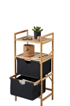 Bamboo C Moda De 2 Gavetas Preto, Natural