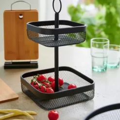 Black Lunar Cesto Quadrado De 2 Pe As Preto