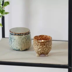 Ceramic Vela Em Pote Castanho