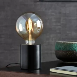 Cilinder Candeeiro De Mesa Preto