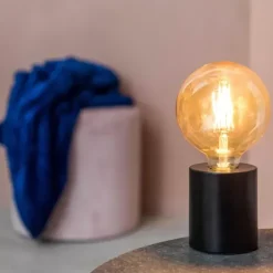 Cilinder Candeeiro De Mesa Preto