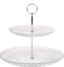 Dahlita Prato Para Servir Com 2 Andares Transparente