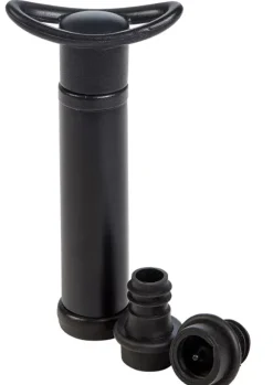 Divino Bomba Para Vinho Com 2 Rolhas Preto