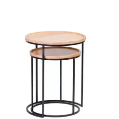 Gom Mesas Auxiliares Conjunto De 2 Preto, Natural