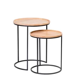 Gom Mesas Auxiliares Conjunto De 2 Preto, Natural