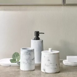 Luna Porta-Bolas Algod O Com Tampa Aspeto De M Rmore