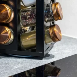 Lux Carrossel De Especiarias 16 Potes Preto, Transparente, Acobreado