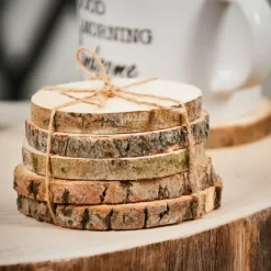 Madera Bases Para Copo Conjunto De 6 Natural