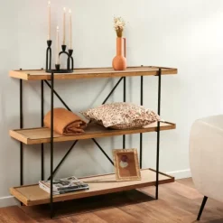 Maine Estante De Parede Preto, Natural