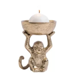 Monkey Porta-Velas Para Lamparinas Dourado