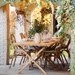 New Oak Mesa De Jantar Com Pernas Em X De Madeira