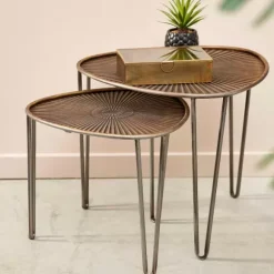 Ovo Mesas Auxiliares Conjunto De 2 Prateado, Acobreado