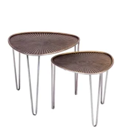 Ovo Mesas Auxiliares Conjunto De 2 Prateado, Acobreado