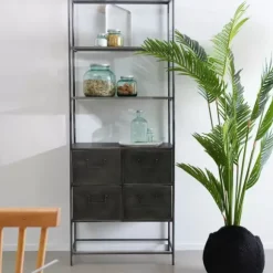 Pharma Estante De Parede Com 4 Gavetas Preto