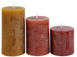 Rustic Velas Conjunto De 3 Castanho, Vermelho, Verde