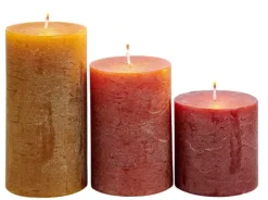 Rustic Velas Conjunto De 3 Verde, Creme, Roxo Claro