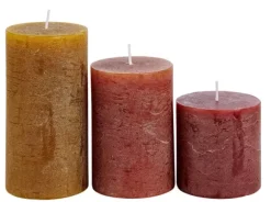 Rustic Velas Conjunto De 3 Verde, Creme, Roxo Claro