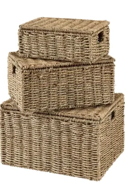 Seagrass Cesto De Arrumação M Com Tampa Natural