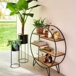 Sirkel Estante De Parede Preto, Natural