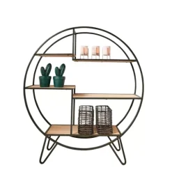 Sirkel Estante De Parede Preto, Natural