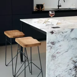 Teak Banco De Bar Preto, Natural