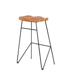 Teak Banco De Bar Preto, Natural