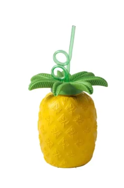 Tropical Caneca Com Palha Amarelo, Verde