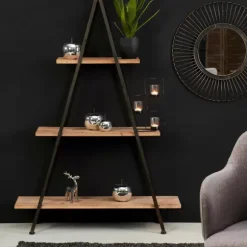 Vermont Estante De Parede Preto, Natural