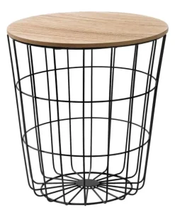Wire Mesa Auxiliar Preto, Natural