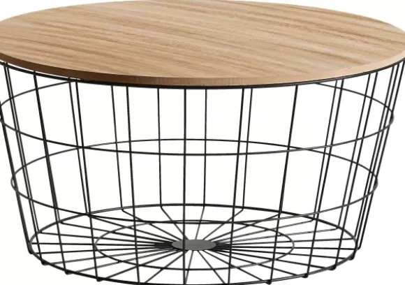 Wire Xl Mesa Auxiliar Xl Preto, Natural